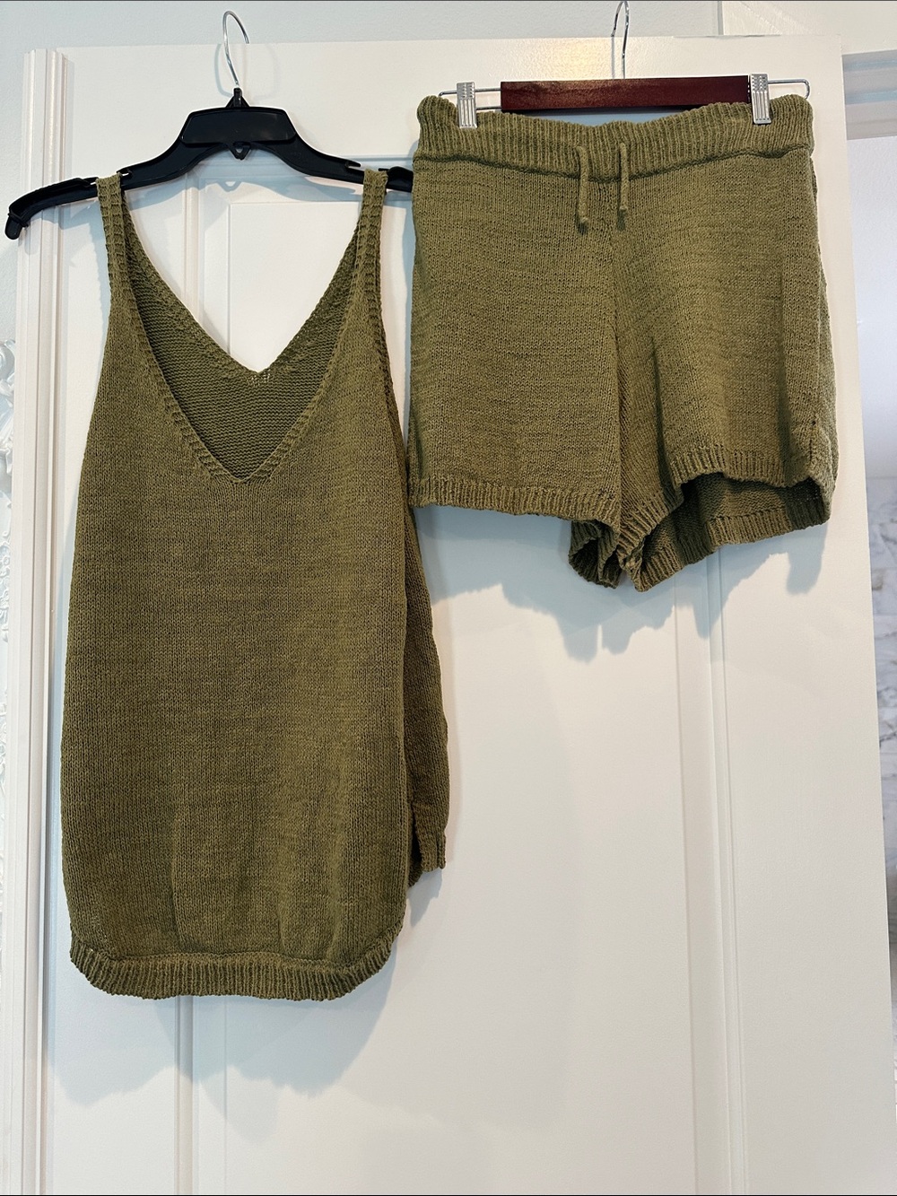 DYI Olive Green Knit Tank and Shorts Set